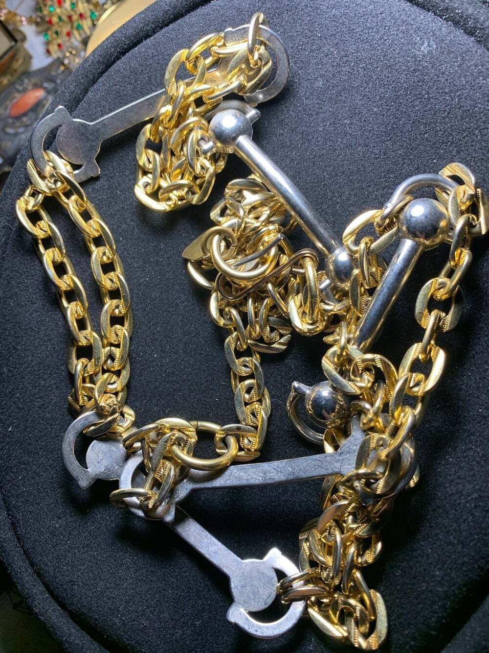 Vintage Morris Moskowitz Mm Equestrian Horsebit Chain Belt Gold